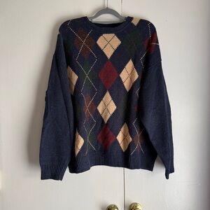 Woods & Gray Vintage Argyle Crewneck Sweater Men’s Size Large Grandpa Wool